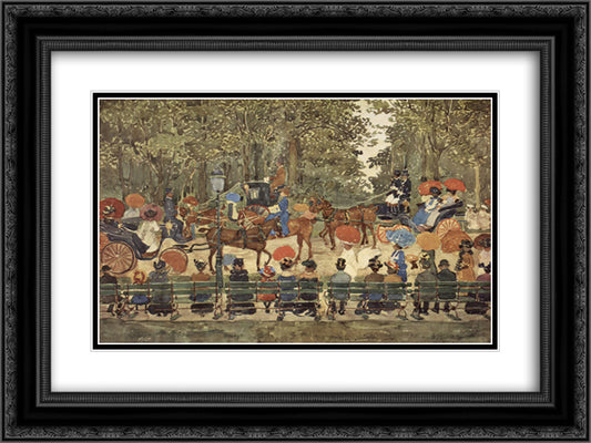 Central Park, New York 24x18 Black Ornate Wood Framed Art Print Poster with Double Matting by Prendergast, Maurice