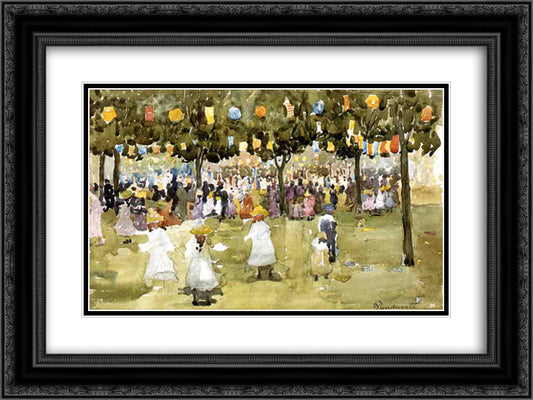 Central Park, New York City, July 4th 24x18 Black Ornate Wood Framed Art Print Poster with Double Matting by Prendergast, Maurice