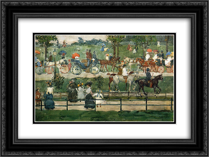Central Park 24x18 Black Ornate Wood Framed Art Print Poster with Double Matting by Prendergast, Maurice