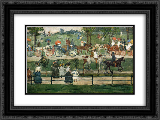 Central Park 24x18 Black Ornate Wood Framed Art Print Poster with Double Matting by Prendergast, Maurice