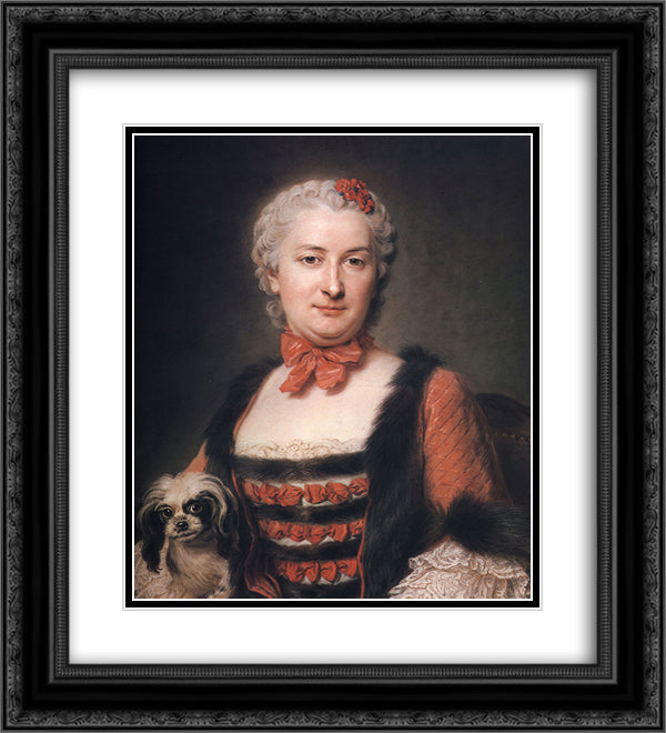 Anne Charlotte de Maillet de Batilly, marquise de Courcy 20x22 Black Ornate Wood Framed Art Print Poster with Double Matting by La Tour, Maurice Quentin de