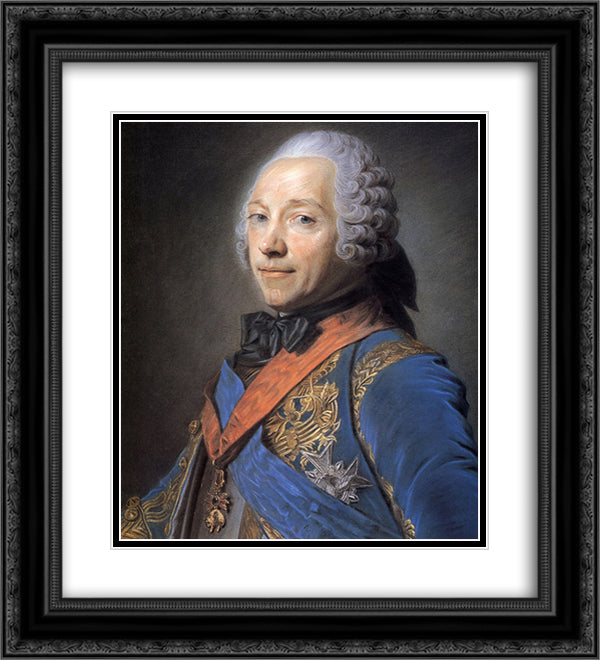Charles Louis Fouquet, Duke of Belle Isle 20x22 Black Ornate Wood Framed Art Print Poster with Double Matting by La Tour, Maurice Quentin de