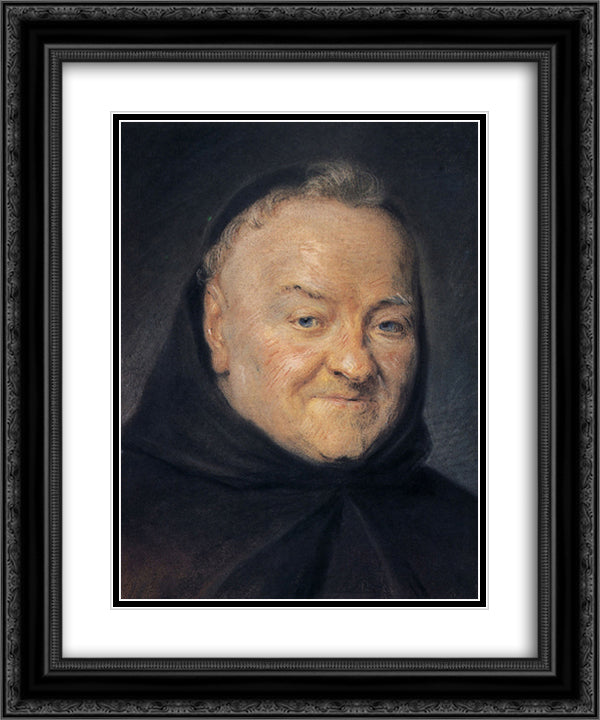 Father Emmanuel 20x24 Black Ornate Wood Framed Art Print Poster with Double Matting by La Tour, Maurice Quentin de