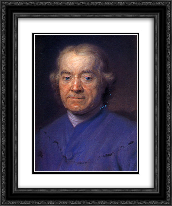 Francois Dachery, childhood friend of Maurice Quentin de La Tour 20x24 Black Ornate Wood Framed Art Print Poster with Double Matting by La Tour, Maurice Quentin de