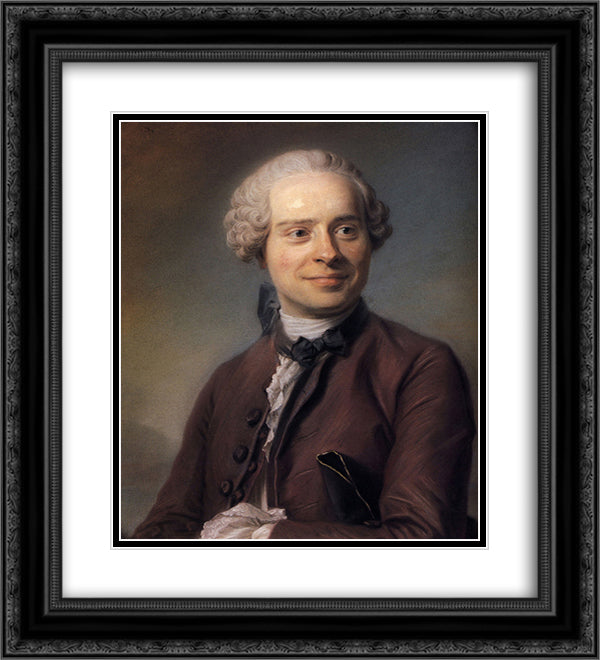 Jean Le Rond d'Alembert 20x22 Black Ornate Wood Framed Art Print Poster with Double Matting by La Tour, Maurice Quentin de