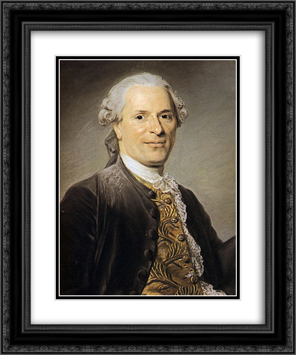 Jean Monnet, Director of the Opera Comique in Paris 20x24 Black Ornate Wood Framed Art Print Poster with Double Matting by La Tour, Maurice Quentin de