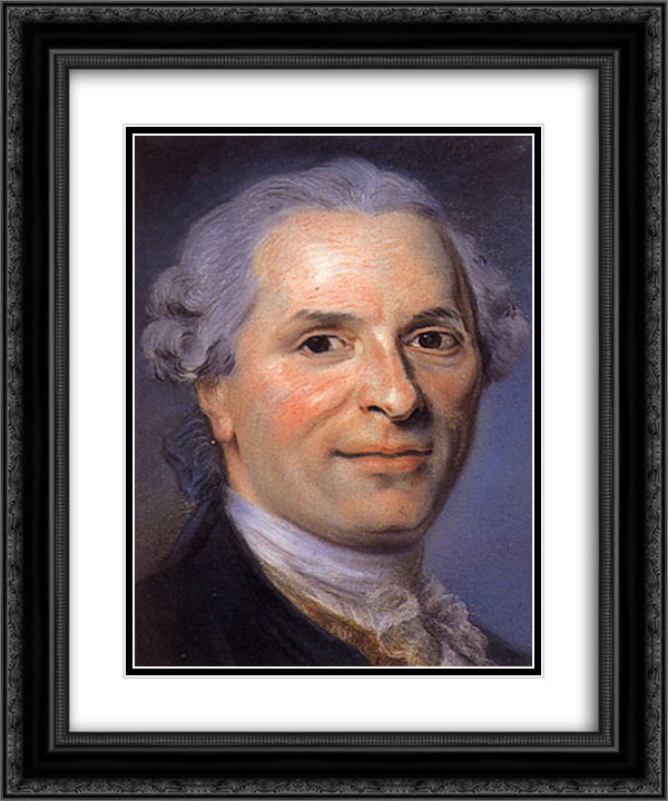Jean Monnet 20x24 Black Ornate Wood Framed Art Print Poster with Double Matting by La Tour, Maurice Quentin de