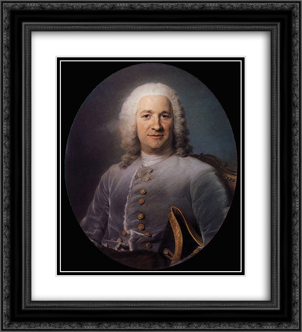 Jean Paris de Montmartel 20x22 Black Ornate Wood Framed Art Print Poster with Double Matting by La Tour, Maurice Quentin de