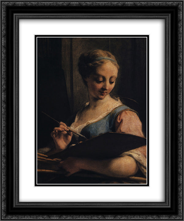 Jean Restout 20x24 Black Ornate Wood Framed Art Print Poster with Double Matting by La Tour, Maurice Quentin de