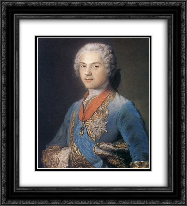 Louis of France, Dauphin, son of Louis XV 20x22 Black Ornate Wood Framed Art Print Poster with Double Matting by La Tour, Maurice Quentin de
