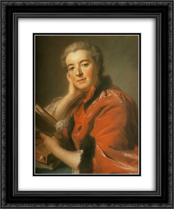 Madame Rouille de l'EstAngleterre 20x24 Black Ornate Wood Framed Art Print Poster with Double Matting by La Tour, Maurice Quentin de