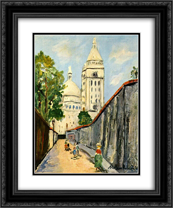 Basilica 20x24 Black Ornate Wood Framed Art Print Poster with Double Matting by Utrillo, Maurice