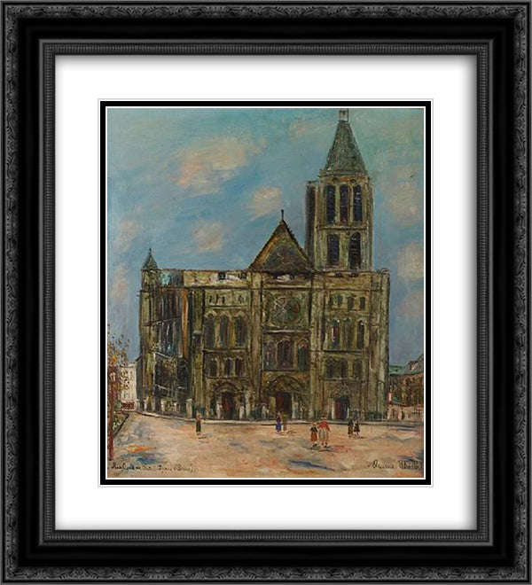 Basilica of St. Denis 20x22 Black Ornate Wood Framed Art Print Poster with Double Matting by Utrillo, Maurice