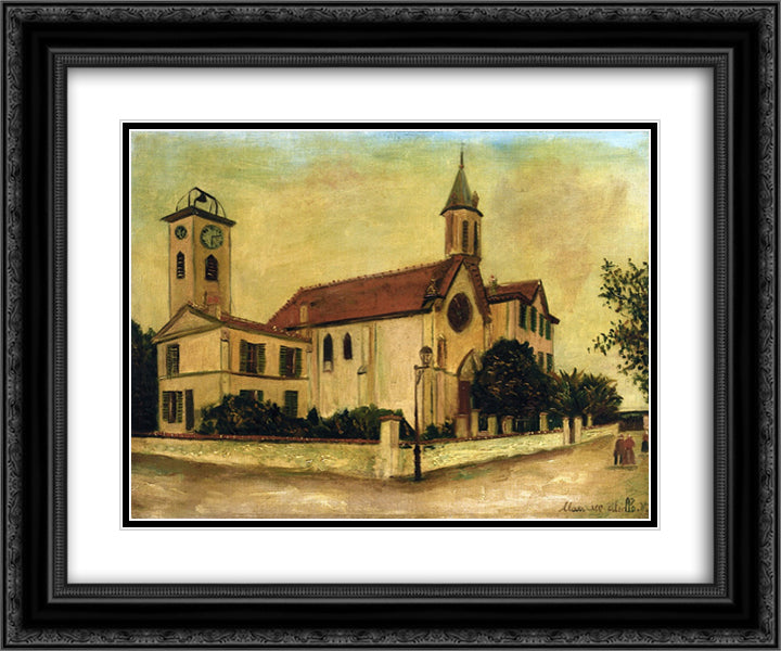 Beaulieu Church 24x20 Black Ornate Wood Framed Art Print Poster with Double Matting by Utrillo, Maurice