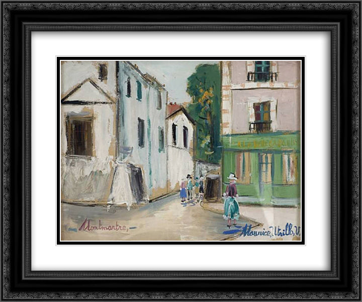 Belle Gabrielle 24x20 Black Ornate Wood Framed Art Print Poster with Double Matting by Utrillo, Maurice