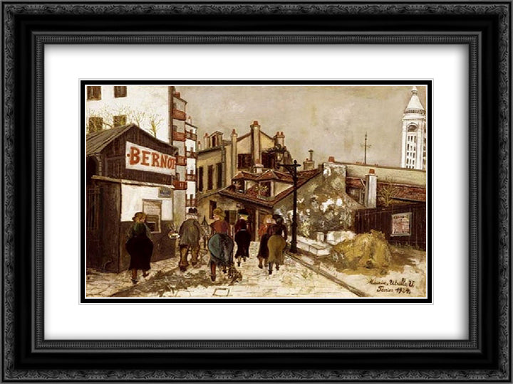 Bernot House 24x18 Black Ornate Wood Framed Art Print Poster with Double Matting by Utrillo, Maurice