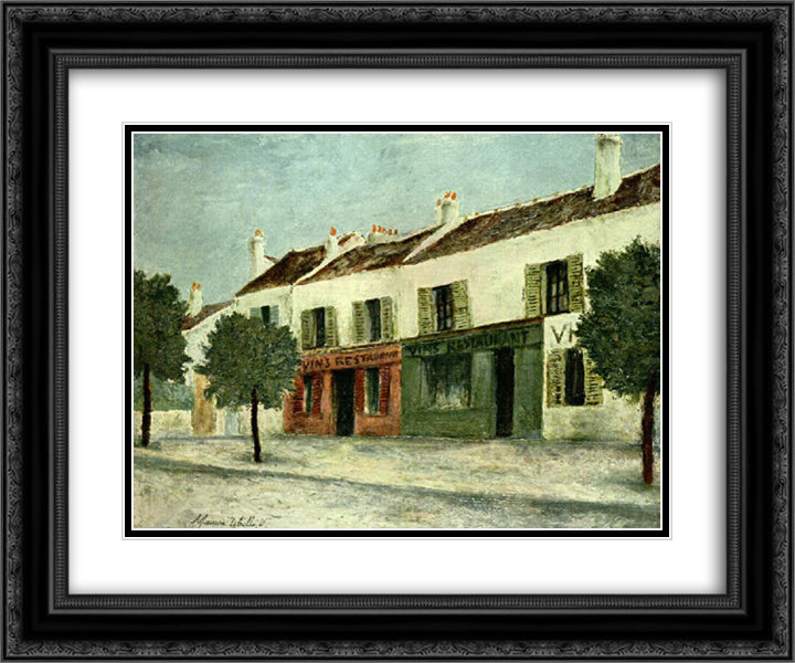 Bistros in a Suburb 24x20 Black Ornate Wood Framed Art Print Poster with Double Matting by Utrillo, Maurice