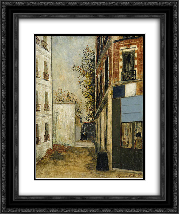 Cabare Belle Gabrielle 20x24 Black Ornate Wood Framed Art Print Poster with Double Matting by Utrillo, Maurice