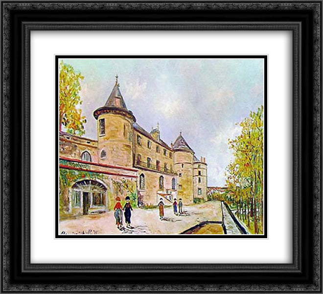 Chastelloux castle 22x20 Black Ornate Wood Framed Art Print Poster with Double Matting by Utrillo, Maurice