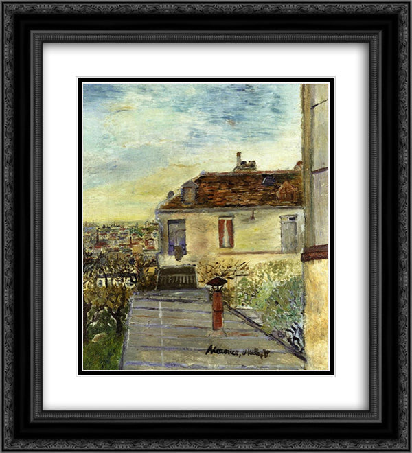 Chaudoin House 20x22 Black Ornate Wood Framed Art Print Poster with Double Matting by Utrillo, Maurice
