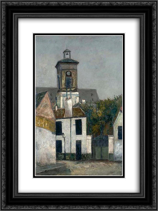Chuch of Saint Margerit in Paris 18x24 Black Ornate Wood Framed Art Print Poster with Double Matting by Utrillo, Maurice
