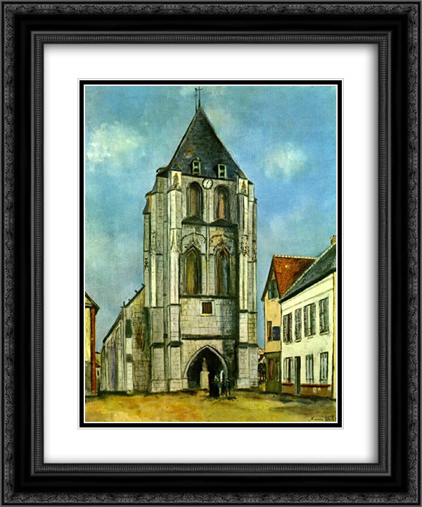 Church in Provence 20x24 Black Ornate Wood Framed Art Print Poster with Double Matting by Utrillo, Maurice