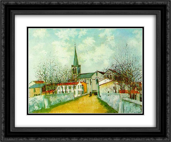Church in Suburbs 24x20 Black Ornate Wood Framed Art Print Poster with Double Matting by Utrillo, Maurice