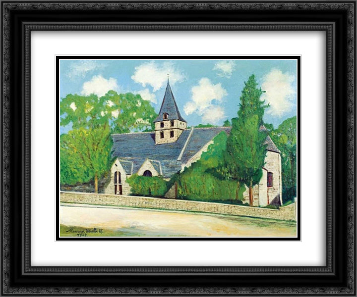 Church of St. Leomer 24x20 Black Ornate Wood Framed Art Print Poster with Double Matting by Utrillo, Maurice