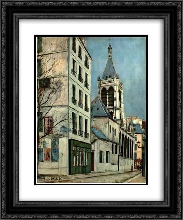 Church of St. Severin 20x24 Black Ornate Wood Framed Art Print Poster with Double Matting by Utrillo, Maurice