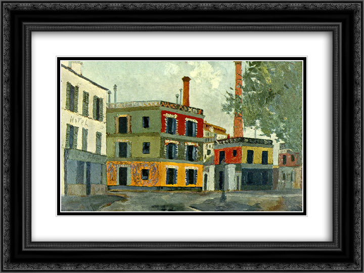 Factory 24x18 Black Ornate Wood Framed Art Print Poster with Double Matting by Utrillo, Maurice