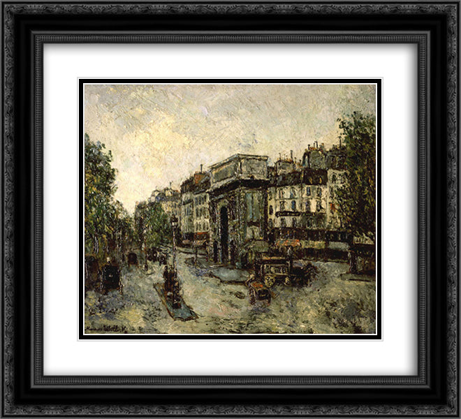 Gate Saint - Martin in Paris 22x20 Black Ornate Wood Framed Art Print Poster with Double Matting by Utrillo, Maurice