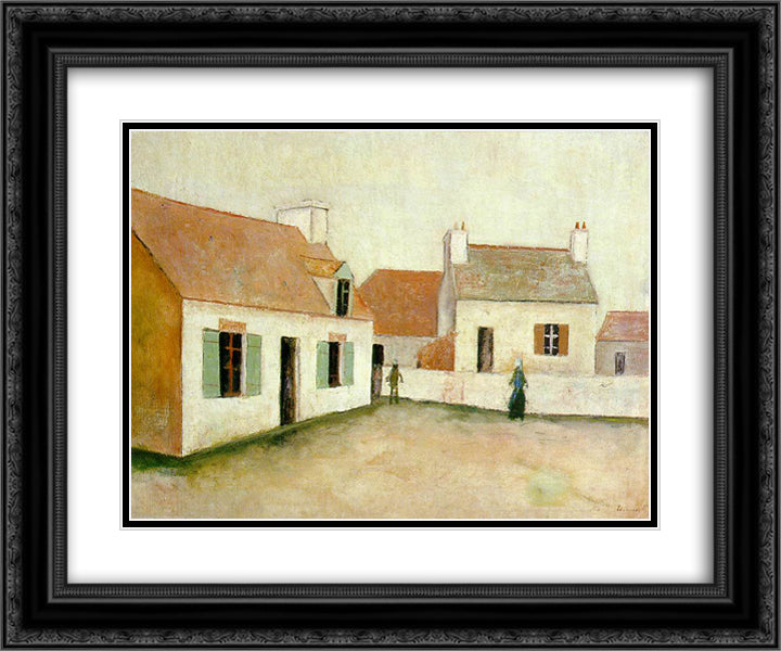 Houses in Ouessant 24x20 Black Ornate Wood Framed Art Print Poster with Double Matting by Utrillo, Maurice