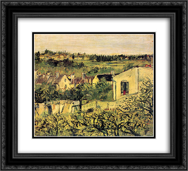 La Butte Pinson 22x20 Black Ornate Wood Framed Art Print Poster with Double Matting by Utrillo, Maurice