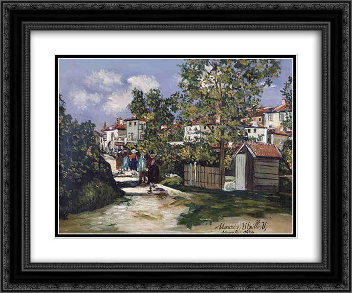 Landscape in Saint - Bernard 24x20 Black Ornate Wood Framed Art Print Poster with Double Matting by Utrillo, Maurice