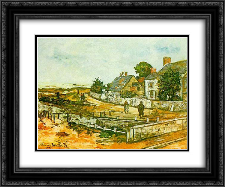 Mont St. Michel 24x20 Black Ornate Wood Framed Art Print Poster with Double Matting by Utrillo, Maurice