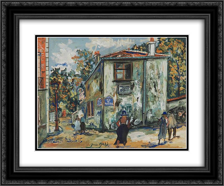 Mont - Cenis street 24x20 Black Ornate Wood Framed Art Print Poster with Double Matting by Utrillo, Maurice