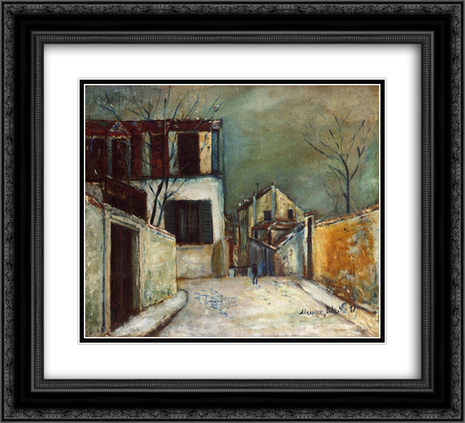 Mont - Cenis street in the Snow 22x20 Black Ornate Wood Framed Art Print Poster with Double Matting by Utrillo, Maurice