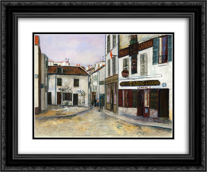 Mother Catherine's Restaurant in Montmartre 24x20 Black Ornate Wood Framed Art Print Poster with Double Matting by Utrillo, Maurice