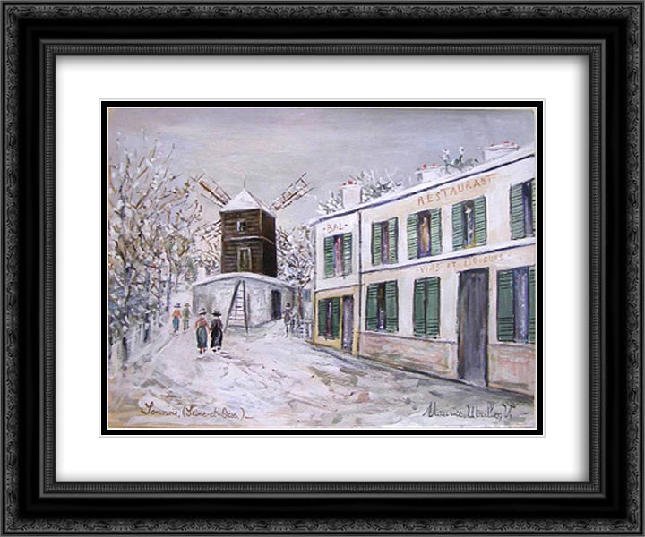 Moulin in Sannois under snow 24x20 Black Ornate Wood Framed Art Print Poster with Double Matting by Utrillo, Maurice