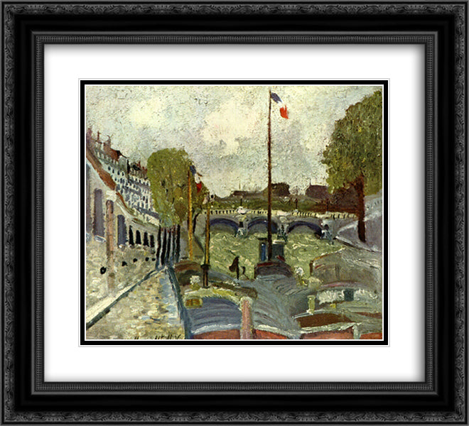 Nine 22x20 Black Ornate Wood Framed Art Print Poster with Double Matting by Utrillo, Maurice