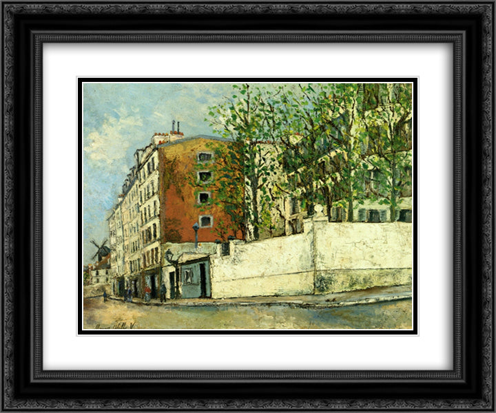 Orchampt street near Montmartre 24x20 Black Ornate Wood Framed Art Print Poster with Double Matting by Utrillo, Maurice