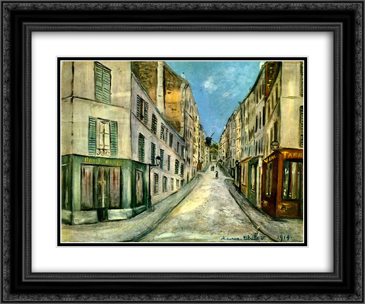Paris Street 24x20 Black Ornate Wood Framed Art Print Poster with Double Matting by Utrillo, Maurice