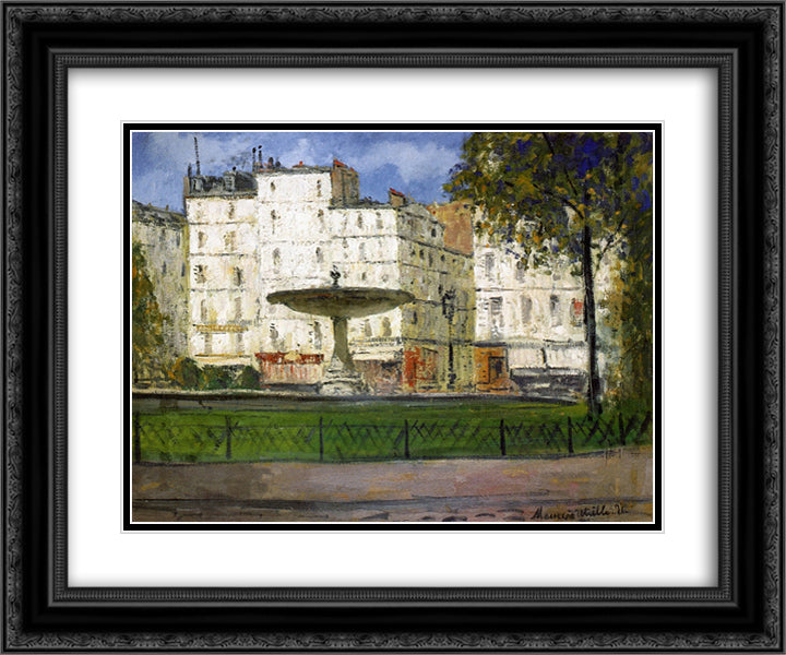 Place Pigalle 24x20 Black Ornate Wood Framed Art Print Poster with Double Matting by Utrillo, Maurice