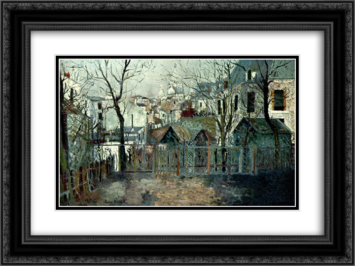 Renoir`s Garden 24x18 Black Ornate Wood Framed Art Print Poster with Double Matting by Utrillo, Maurice