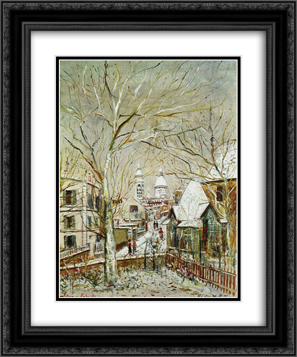 Sacre - Coeur and castle Brouillards 20x24 Black Ornate Wood Framed Art Print Poster with Double Matting by Utrillo, Maurice