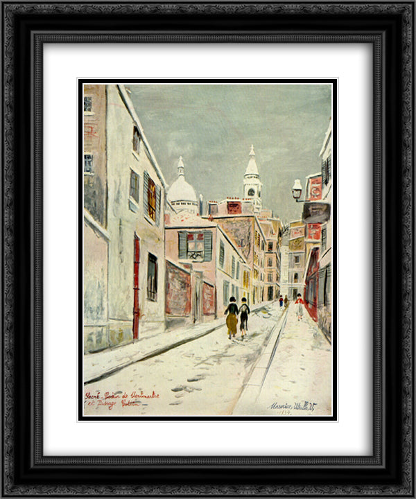 Sacre - Coeur and Passage Cottin 20x24 Black Ornate Wood Framed Art Print Poster with Double Matting by Utrillo, Maurice