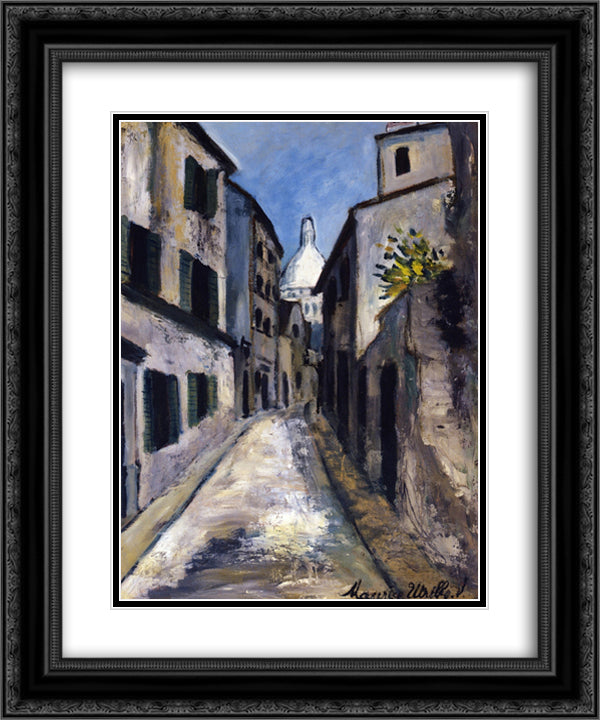 Saint - Rustique street 20x24 Black Ornate Wood Framed Art Print Poster with Double Matting by Utrillo, Maurice