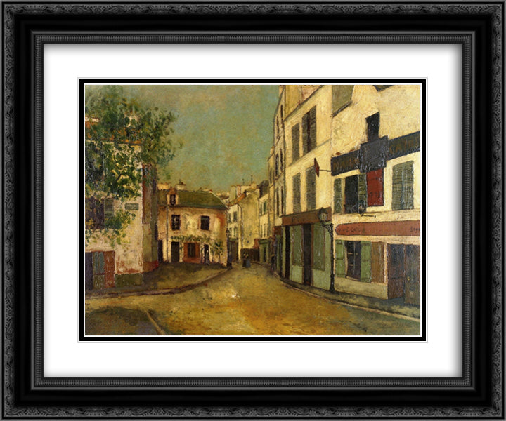 Square Tertre on Montmartre 24x20 Black Ornate Wood Framed Art Print Poster with Double Matting by Utrillo, Maurice