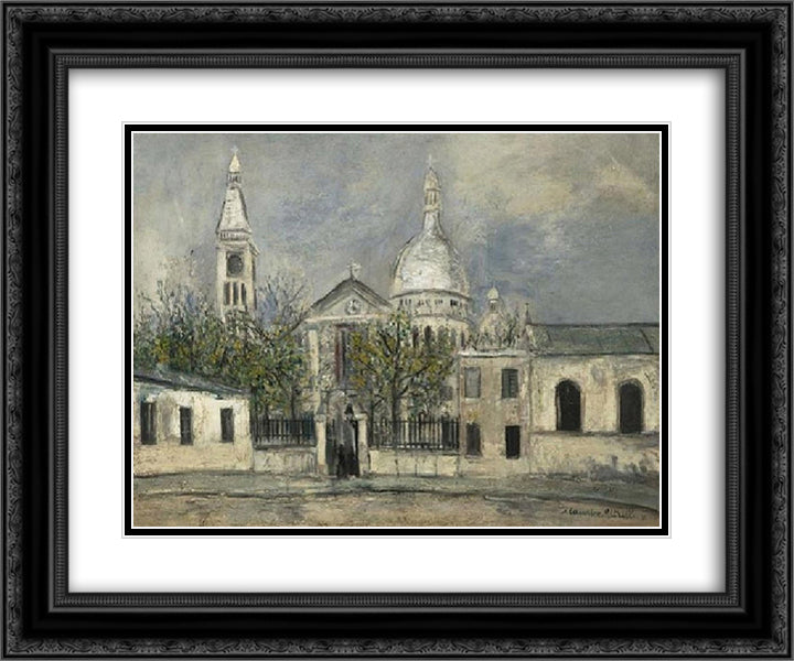 St. Pierre de Montmartre 24x20 Black Ornate Wood Framed Art Print Poster with Double Matting by Utrillo, Maurice