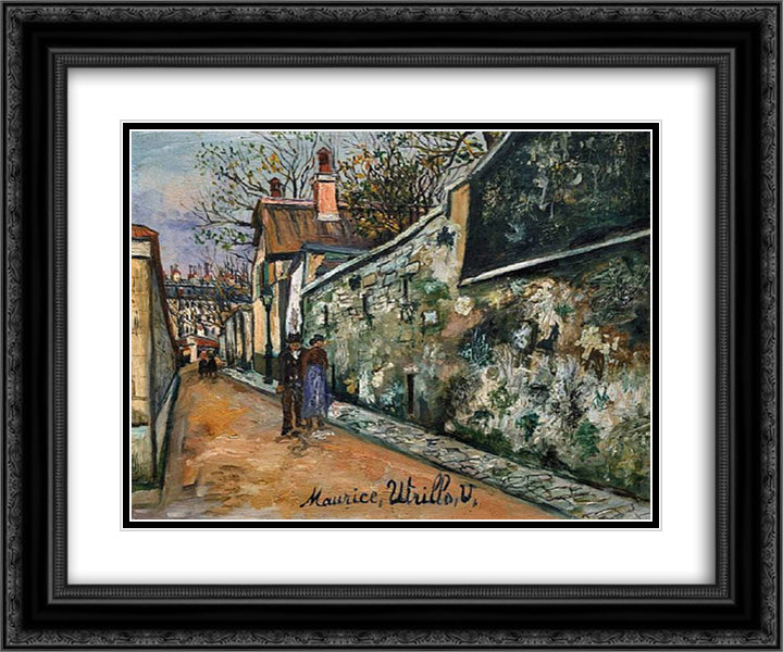 St. Vincent street 24x20 Black Ornate Wood Framed Art Print Poster with Double Matting by Utrillo, Maurice